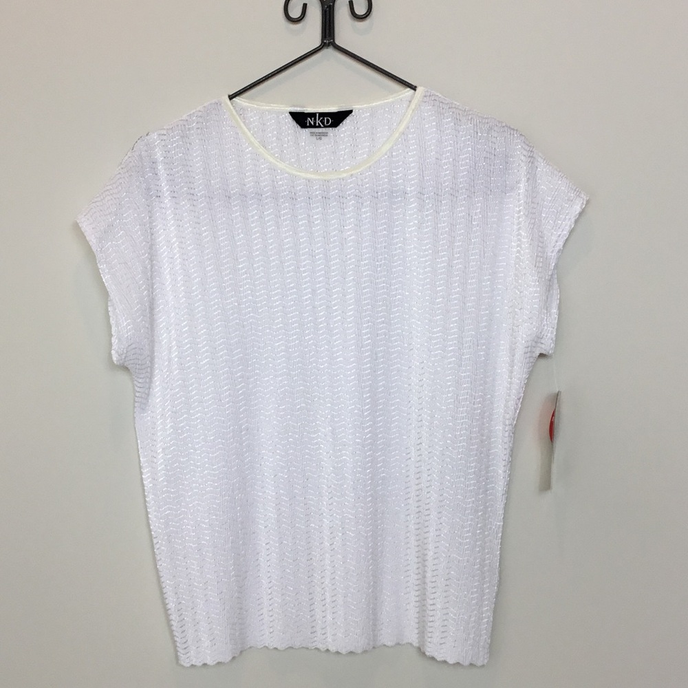 NWT Peter Nygard White Short Sleeve Knit Tee size large